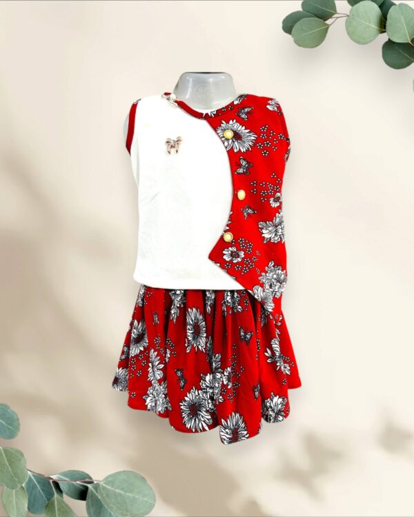 Girls' ruffled top, size 1-10 years, pink floral print, perfect for parties