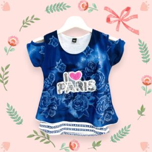 Girls' ruffle sleeve top, size 1 years, pink floral print, perfect for parties