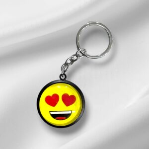 Happy Face Emoji Keyring - Premium Metal & Glass Keychain