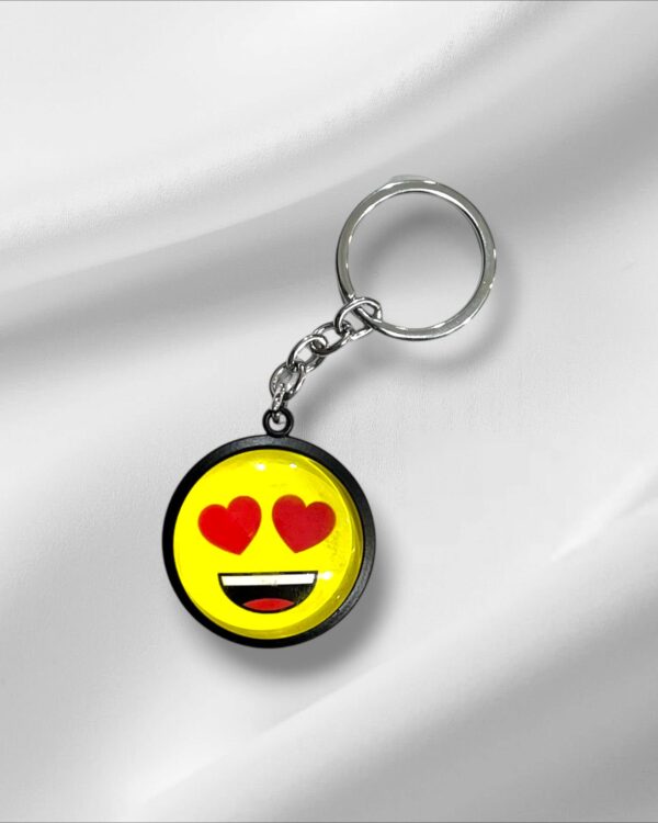 Happy Face Emoji Keyring - Premium Metal & Glass Keychain