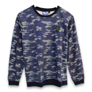 Printed Deep blue full sleeve t-shirt for men and women, trendy design, ₹199