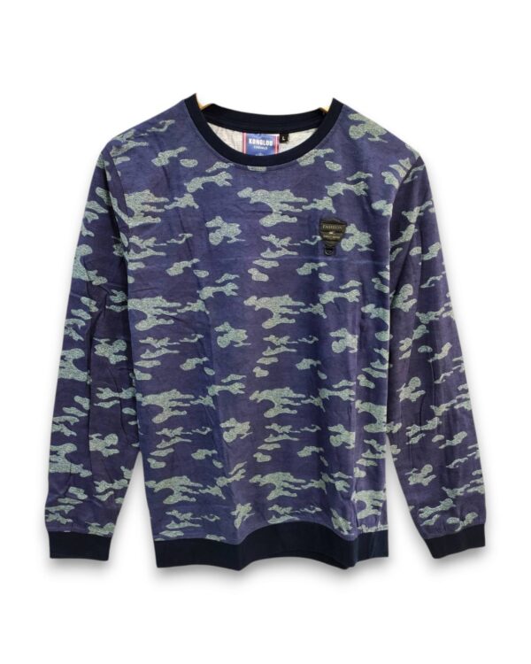 Printed Deep blue full sleeve t-shirt for men and women, trendy design, ₹199