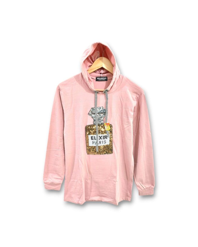 Coral pink hooded t-shirt for men and women, vibrant and affordable
