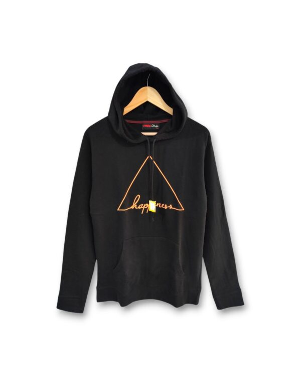 Premium black hooded t-shirt for men and women, stylish and affordable