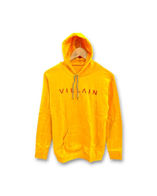 Mustard yellow hooded t-shirt for men and women, bright and affordable