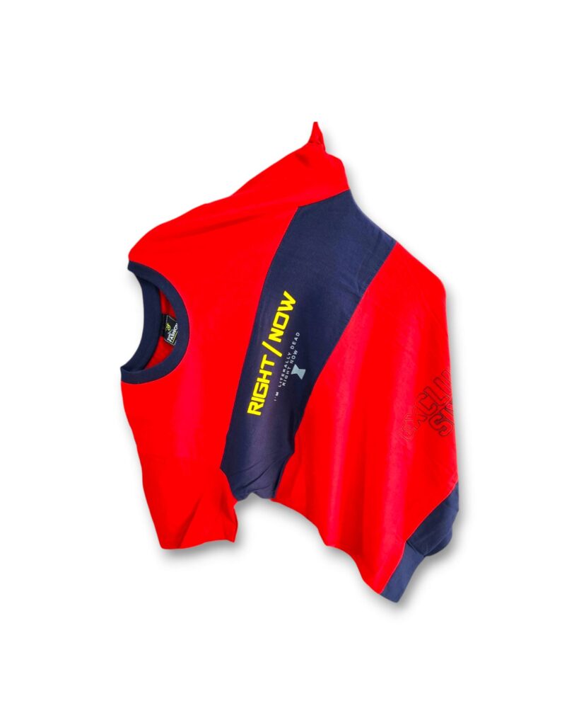 Printed Red half-sleeve t-shirt for men, trendy design, casual and party wear