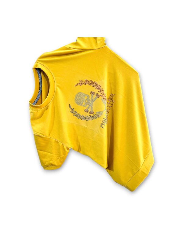 Printed yellow half-sleeve t-shirt for men, vibrant design, party wear