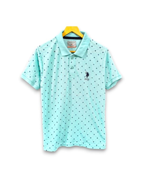 Men's Aqua Blue Polo Half-Sleeve T-Shirt for Men