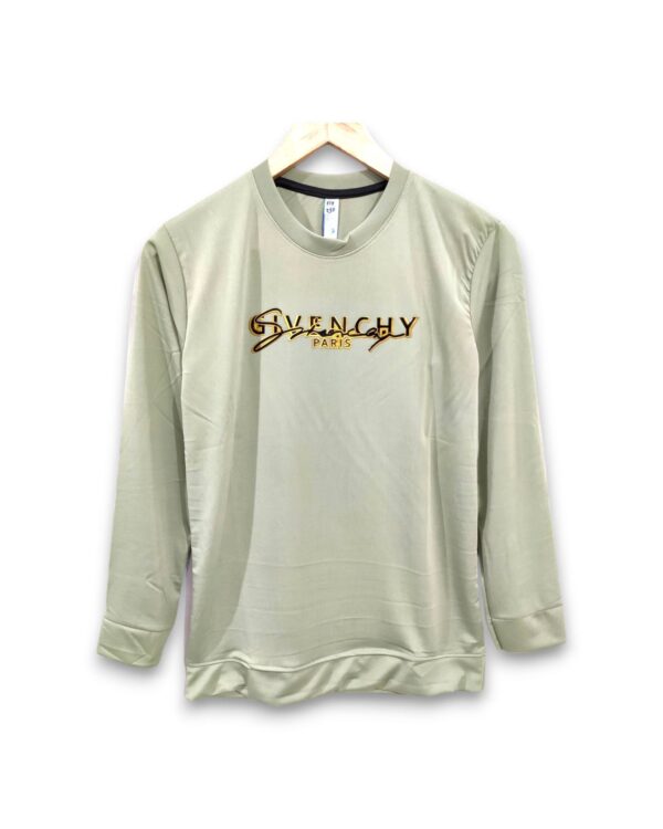 Printed Lite Cream full sleeve t-shirt for men and women, trendy design, ₹199