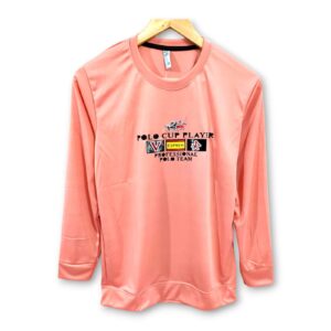 Trendy Printed Peach Full Sleeve T-Shirt | ₹199