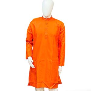 Stylish plain orange kurta for Indian men