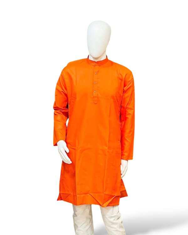 Stylish plain orange kurta for Indian men