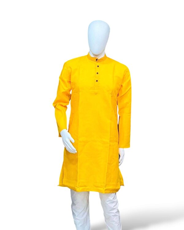 Stylish plain yellow kurta for Indian men