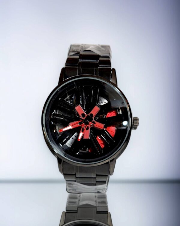 Chic Black Rotating Dial Watch for College Students