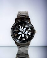 Bold Black Rotating Dial Watch for Sports Enthusiasts