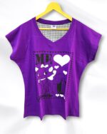 Lite Purple Sleeve Cotton Ladies T-Shirt