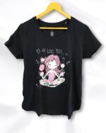 Stylish Black Round Neck Cotton Ladies T-Shirt