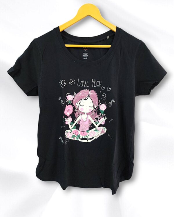 Stylish Black Round Neck Cotton Ladies T-Shirt