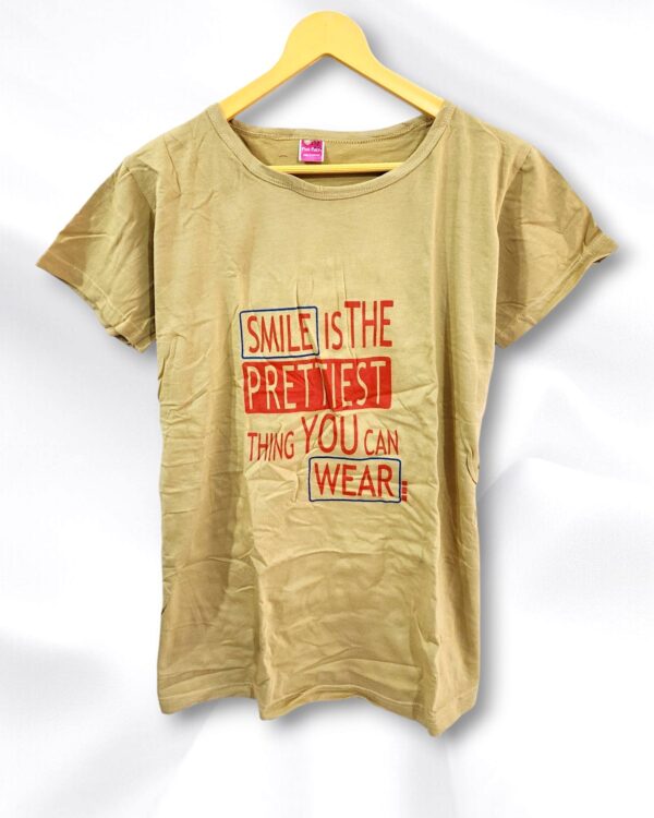 Dark Cream Cotton Ladies T-Shirt