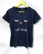 Navy Blue Cotton Ladies T-Shirt