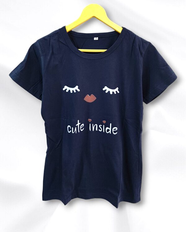Navy Blue Cotton Ladies T-Shirt