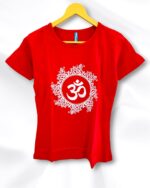 Dark Red Cotton Ladies Half T-Shirt