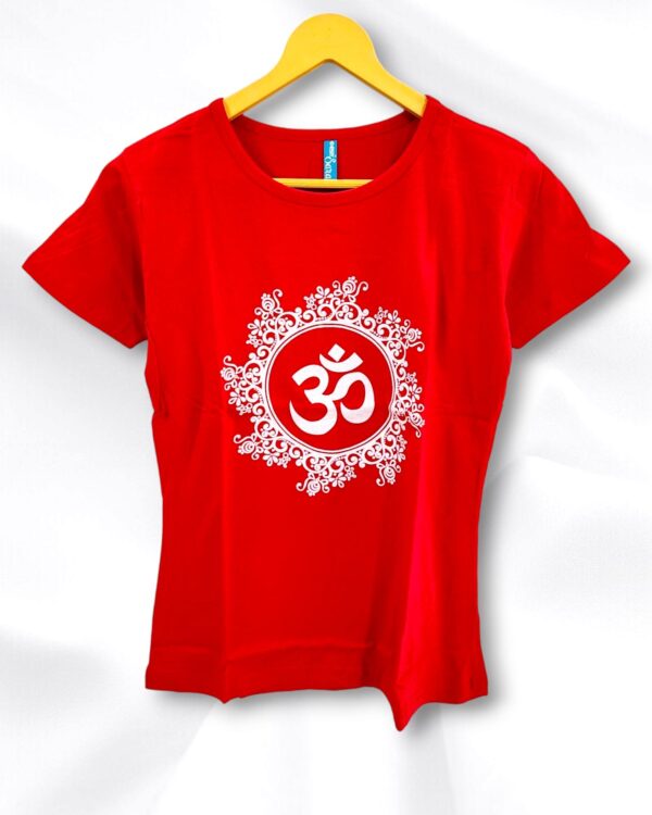 Dark Red Cotton Ladies Half T-Shirt