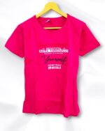 Dark Pink Cotton Ladies Half T-Shirt
