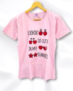 Stylish Pink Cropped Cotton Ladies T-Shirt