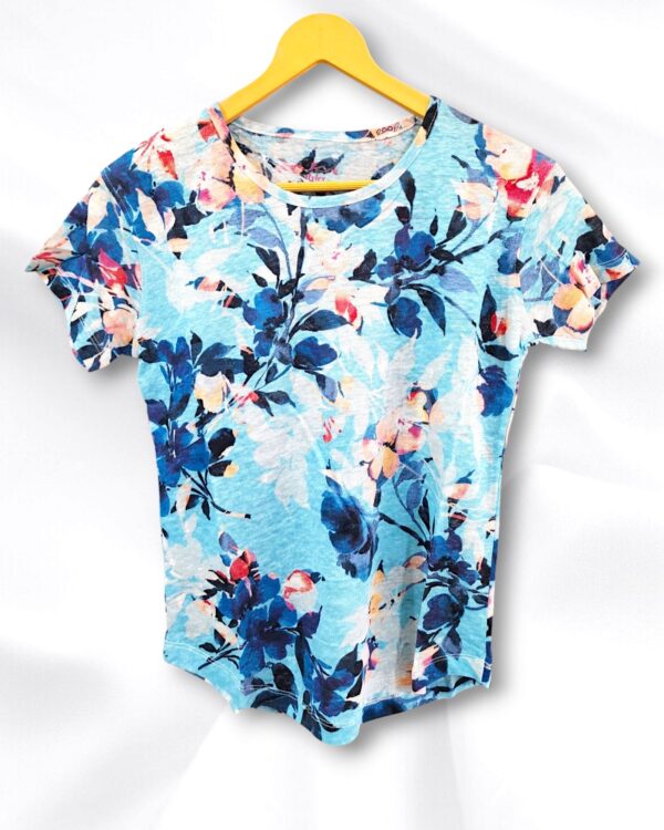 Blue Raglan Sleeve Cotton Ladies T-Shirt