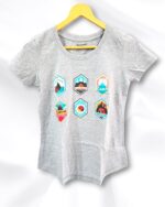 Lite Grey Printed Cotton Ladies T-Shirt
