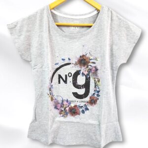Charcoal Grey Graphic Print Cotton Ladies T-Shirt