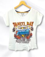 White Printed Cotton Ladies T-Shirt