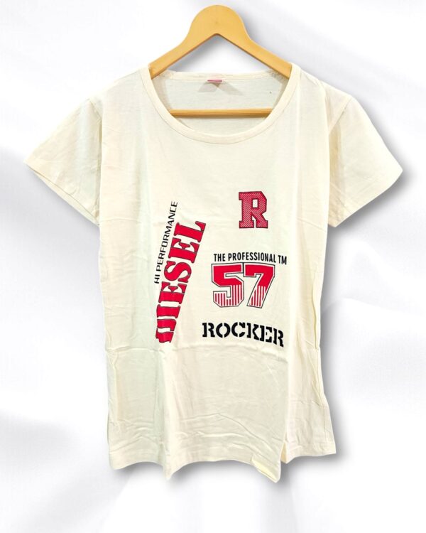 Cream Half Sleeve Cotton Ladies T-Shirt
