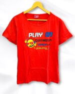 Lite Red Half Sleeve Cotton Ladies T-Shirt