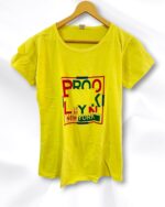 Mustard Yellow Drop Shoulder Cotton Ladies T-Shirt
