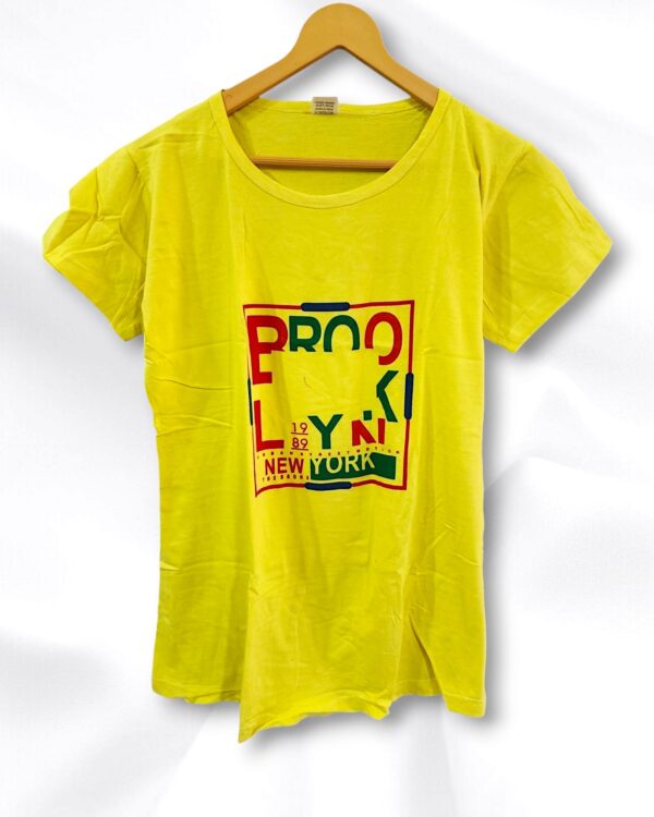 Mustard Yellow Drop Shoulder Cotton Ladies T-Shirt