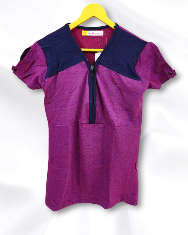 Purple Half Sleeve Cotton Ladies T-Shirt