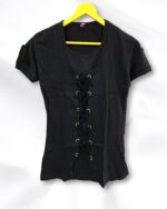 Black Crew Neck Cotton Ladies T-Shirt