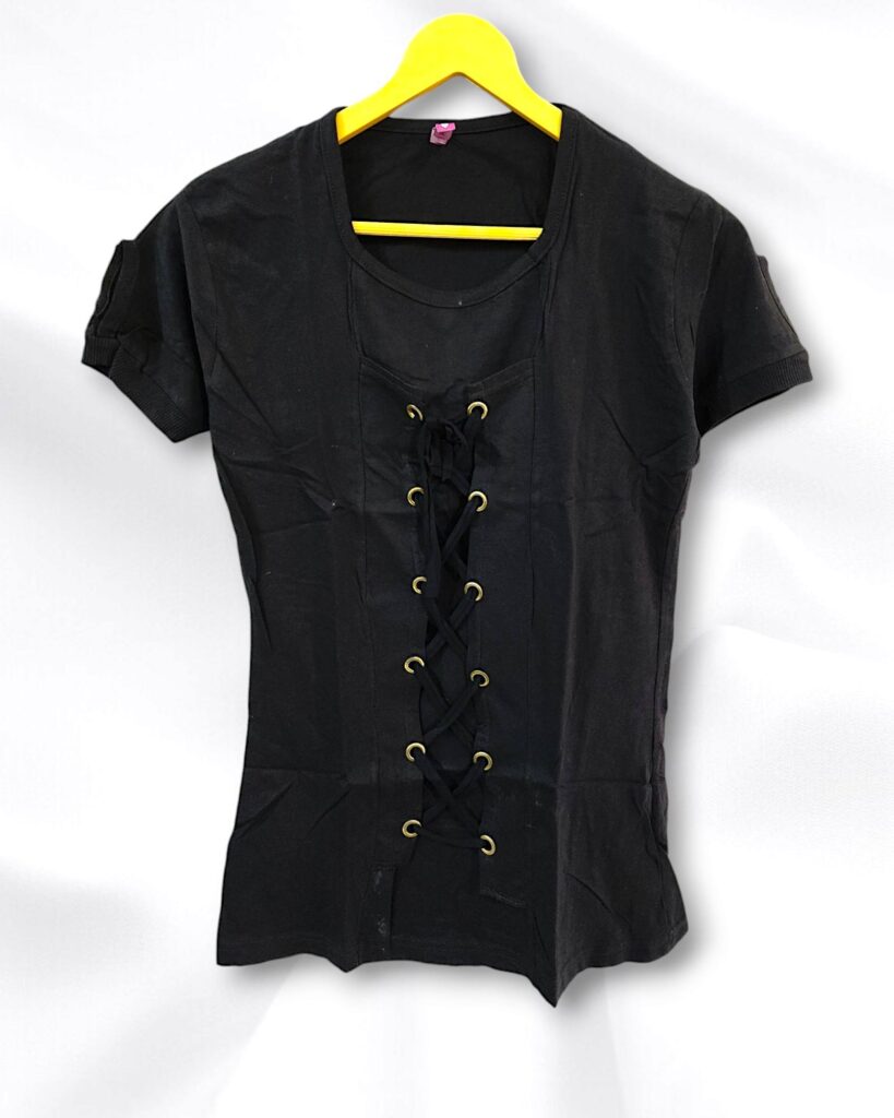 Black Crew Neck Cotton Ladies T-Shirt