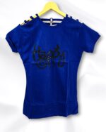 Blue Printed Cotton Ladies T-Shirt